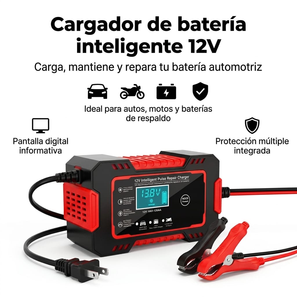 PROMOCÍON - Cargador y Reparador de Baterías Inteligente 12V - Carga Rápida y Automática